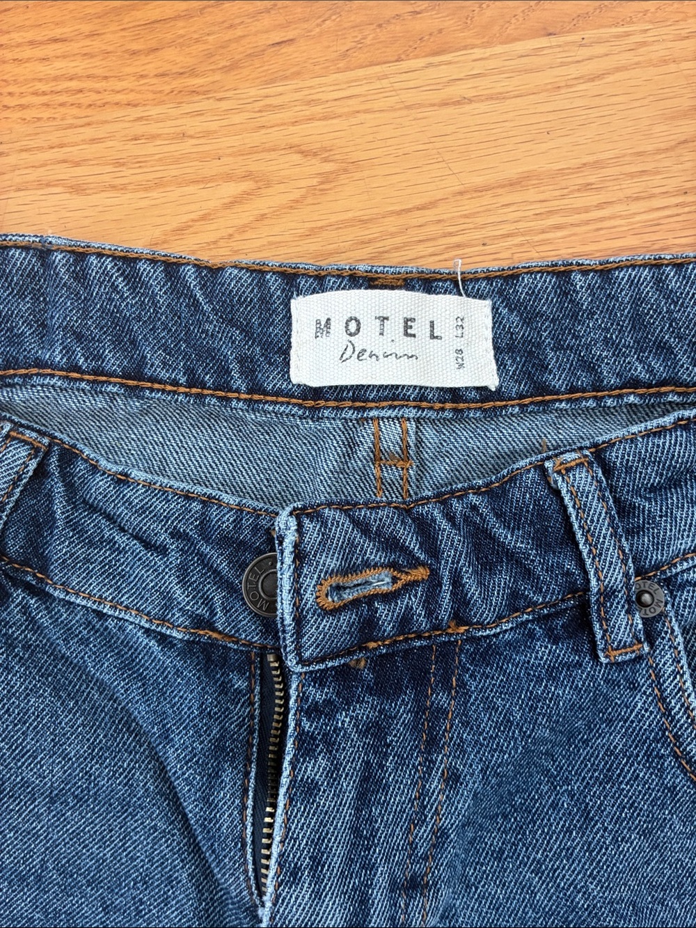 Motel Rocks Dark Blue Low Rise Wide Leg Jeans